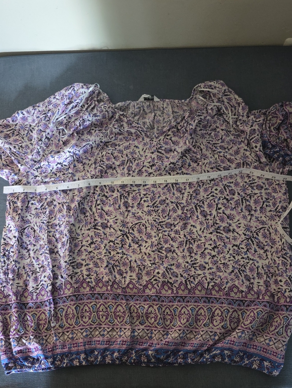 Lucky Brand Lavender Floral Border Print Tunic Top
